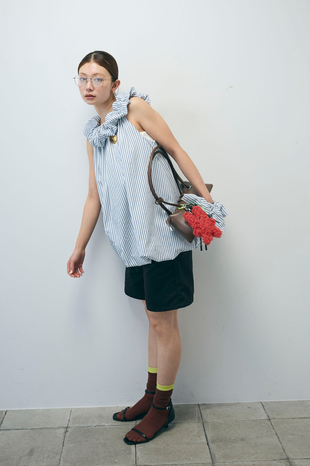 [予約/SET]ストライプバルーンアメスリTOPS+ツイルタックハーフパンツ(2set)