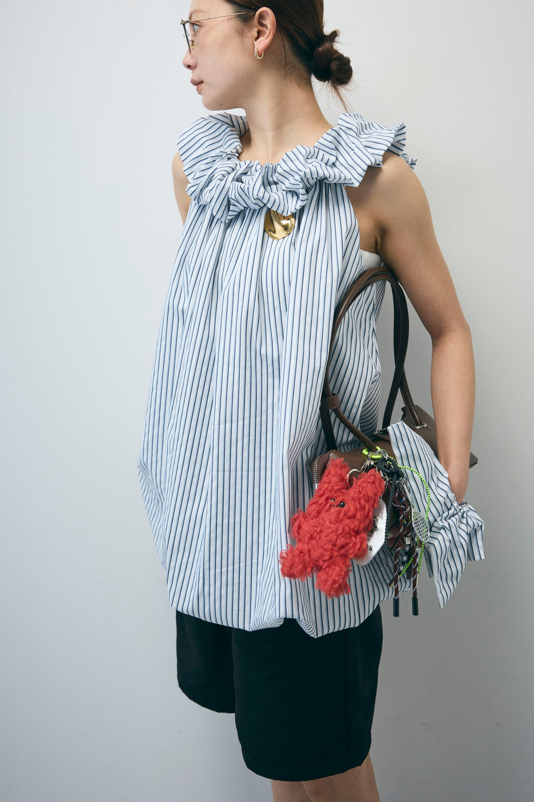 [予約/SET]ストライプバルーンアメスリTOPS+ツイルタックハーフパンツ(2set)