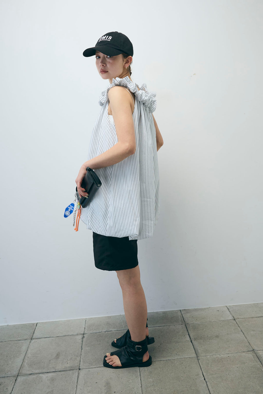 [予約/SET]ストライプバルーンアメスリTOPS+ツイルタックハーフパンツ(2set)