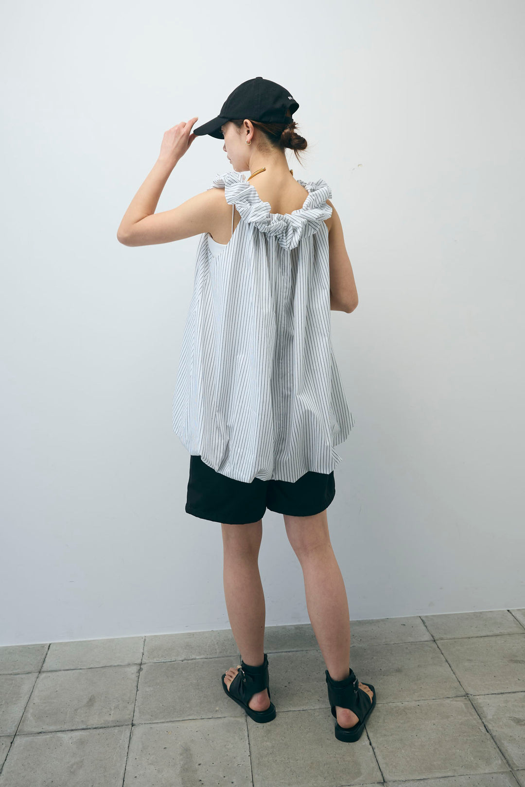 [予約/SET]ストライプバルーンアメスリTOPS+ツイルタックハーフパンツ(2set)