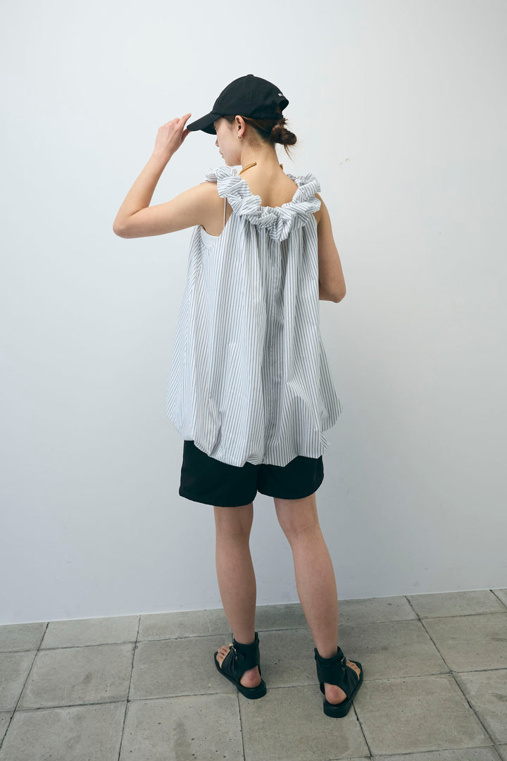 [予約/SET]ストライプバルーンアメスリTOPS+ツイルタックハーフパンツ(2set)