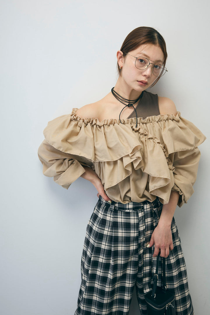 [予約]TCブロード2wayフリルオフショルブラウス