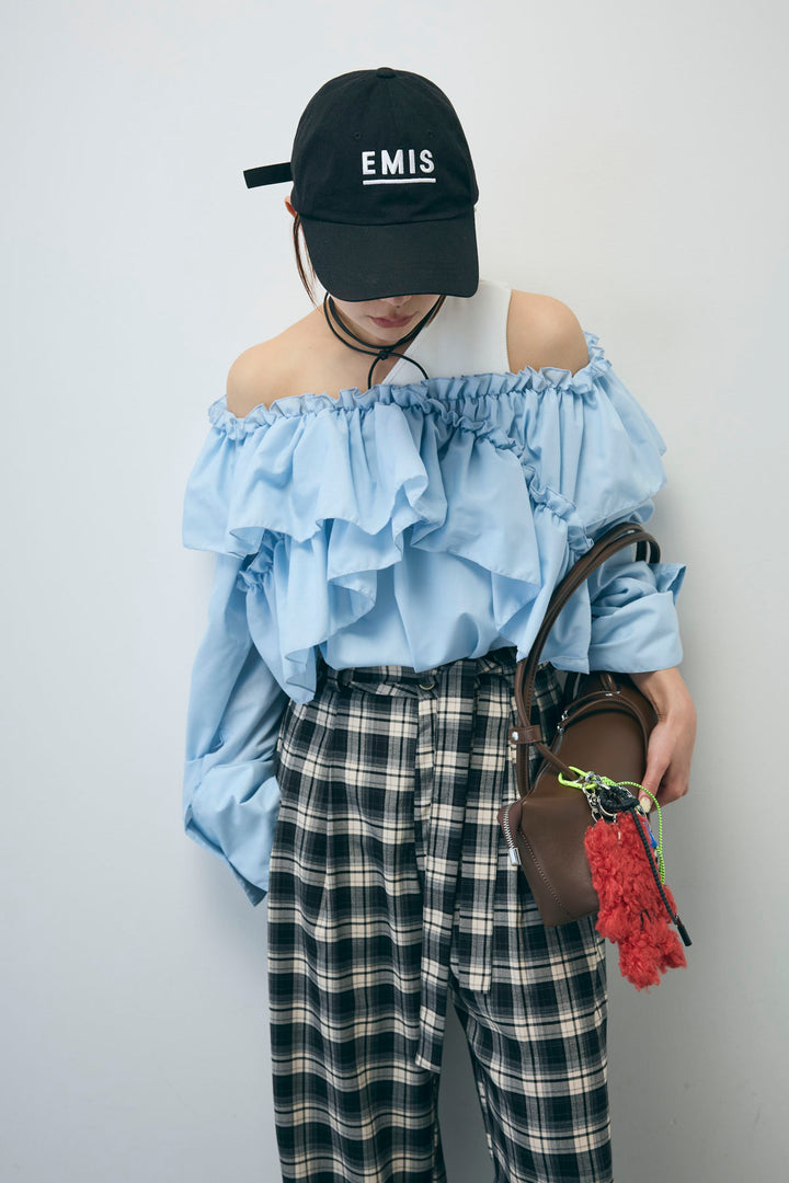 [予約]TCブロード2wayフリルオフショルブラウス