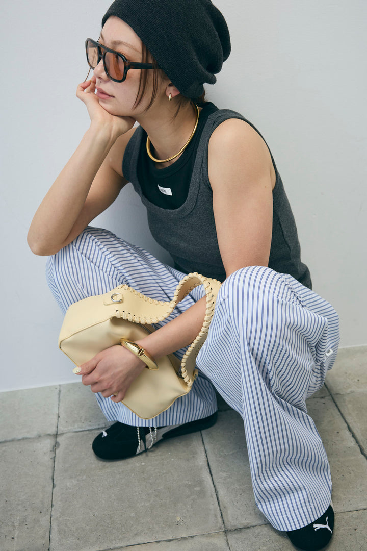 [予約/SET]テレコベーシックタンク+ストライプ イージー ワイド パンツ(2set)