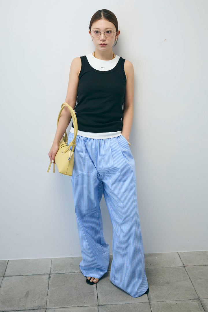 [予約/SET]テレコベーシックタンク+ストライプ イージー ワイド パンツ(2set)