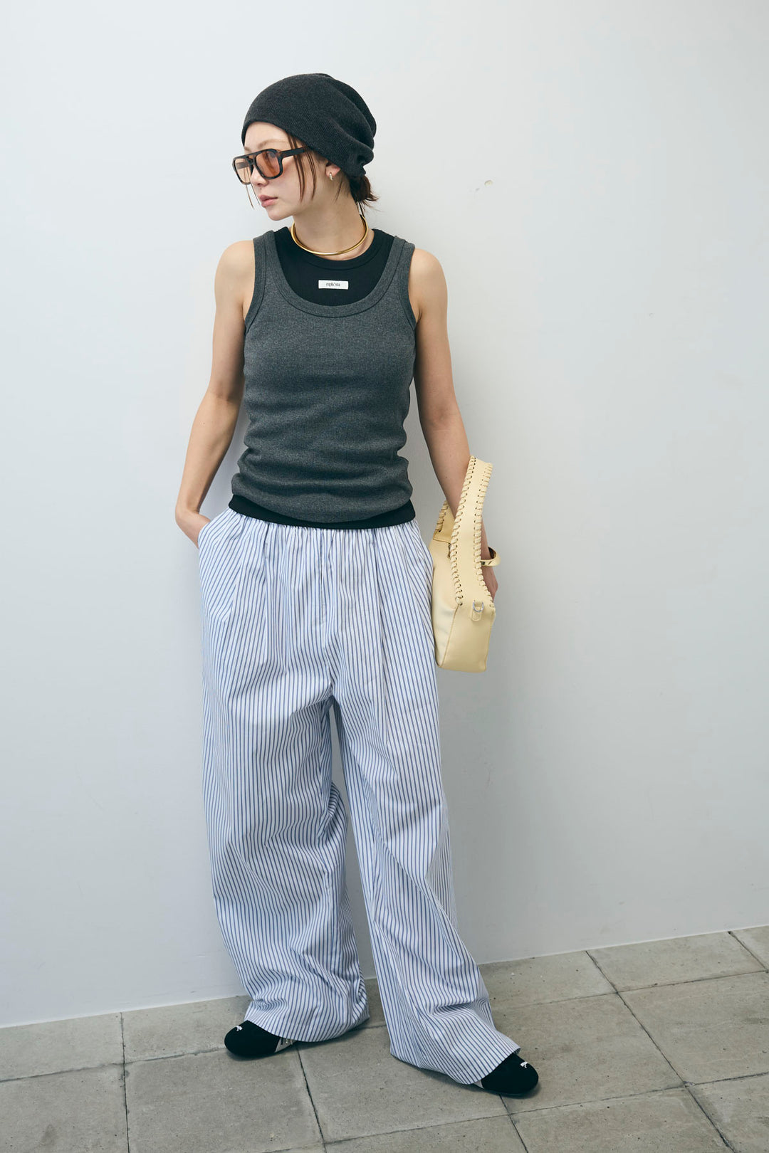 [予約/SET]ネーム入りアメスリタンク+テレコベーシックタンク+ストライプ イージー ワイド パンツ(3set)