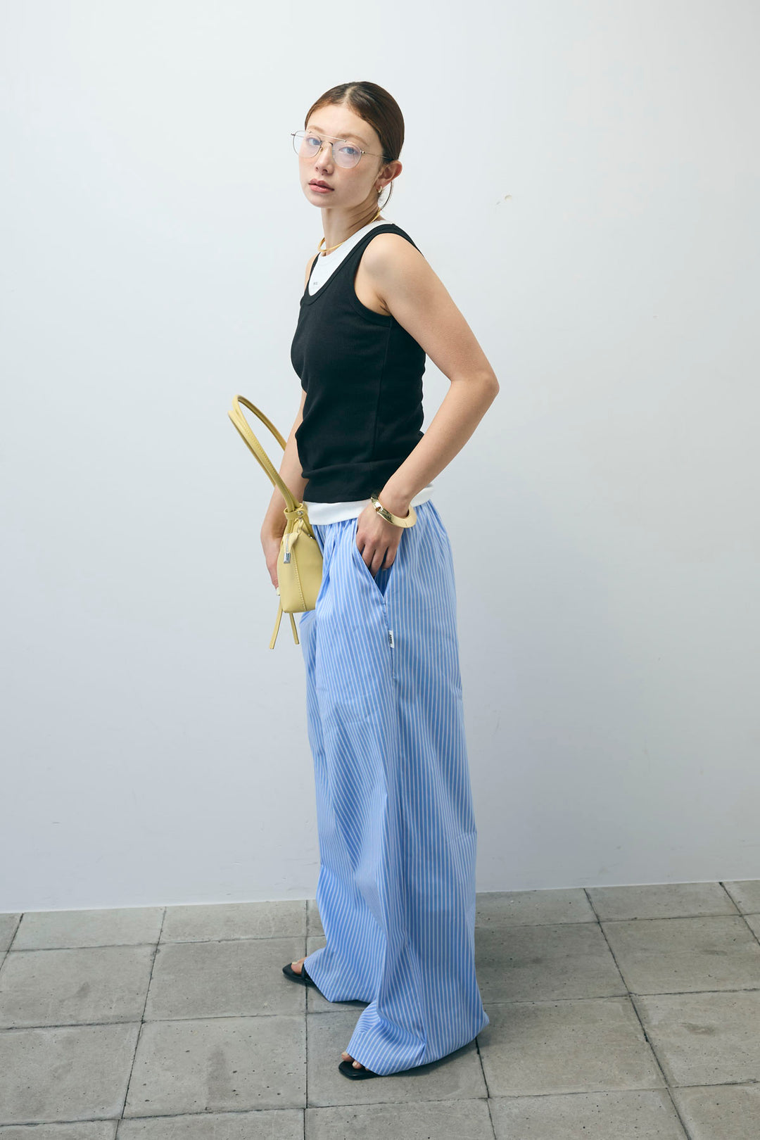 [予約/SET]ネーム入りアメスリタンク+テレコベーシックタンク+ストライプ イージー ワイド パンツ(3set)