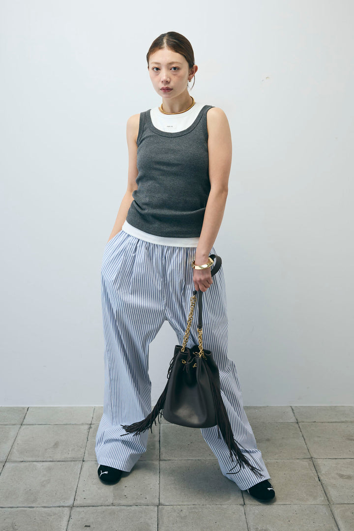 [予約/SET]テレコベーシックタンク+ストライプ イージー ワイド パンツ(2set)