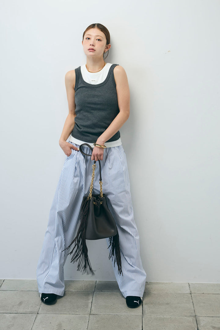 [予約/SET]テレコベーシックタンク+ストライプ イージー ワイド パンツ(2set)