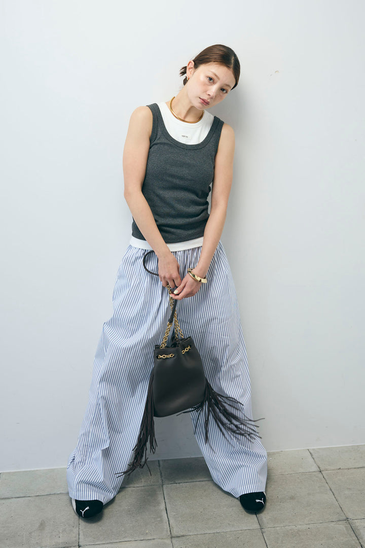 [予約/SET]テレコベーシックタンク+ストライプ イージー ワイド パンツ(2set)