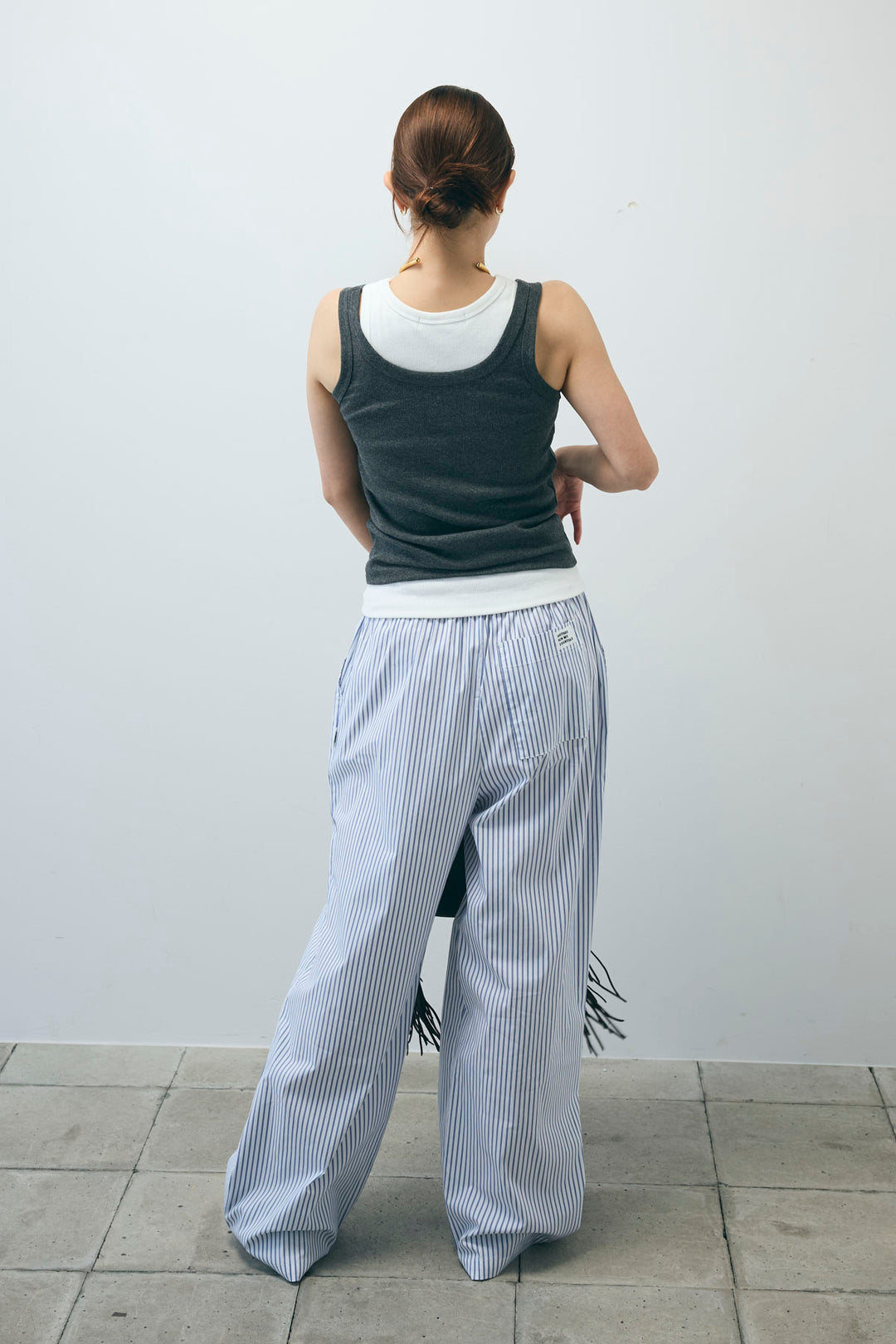 [予約/SET]テレコベーシックタンク+ストライプ イージー ワイド パンツ(2set)