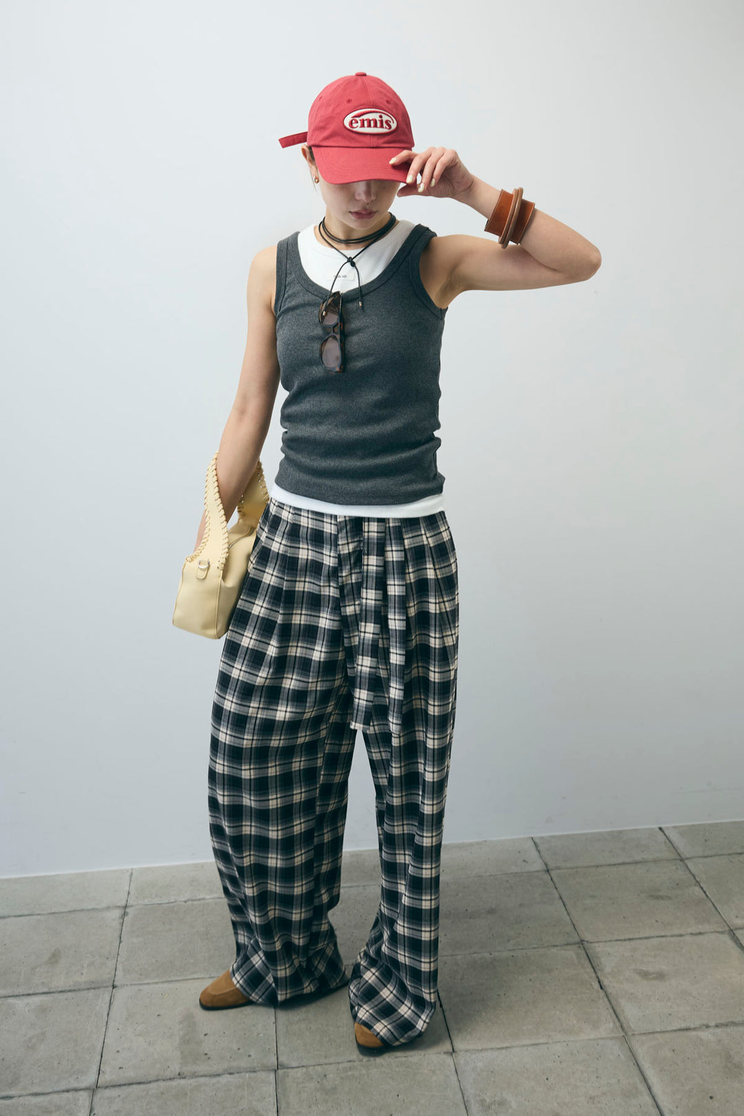 [予約/SET]ネーム入りアメスリタンク+テレコベーシックタンク+チェックパンツ(3set)