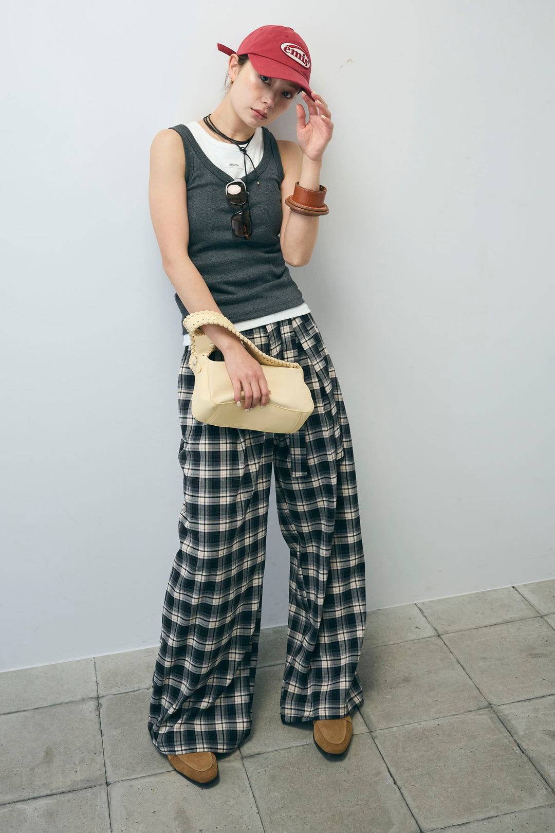 [予約/SET]ネーム入りアメスリタンク+テレコベーシックタンク+チェックパンツ(3set)