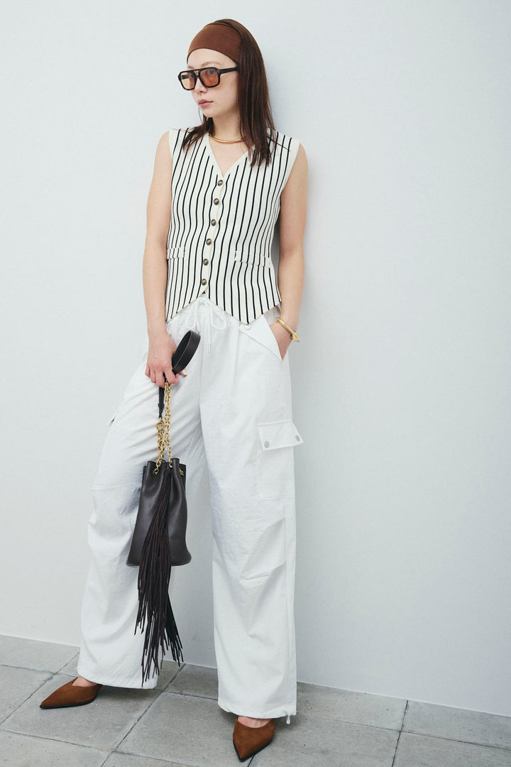 [予約/SET]チョークストライプニットベスト+カーゴパンツ(2set)