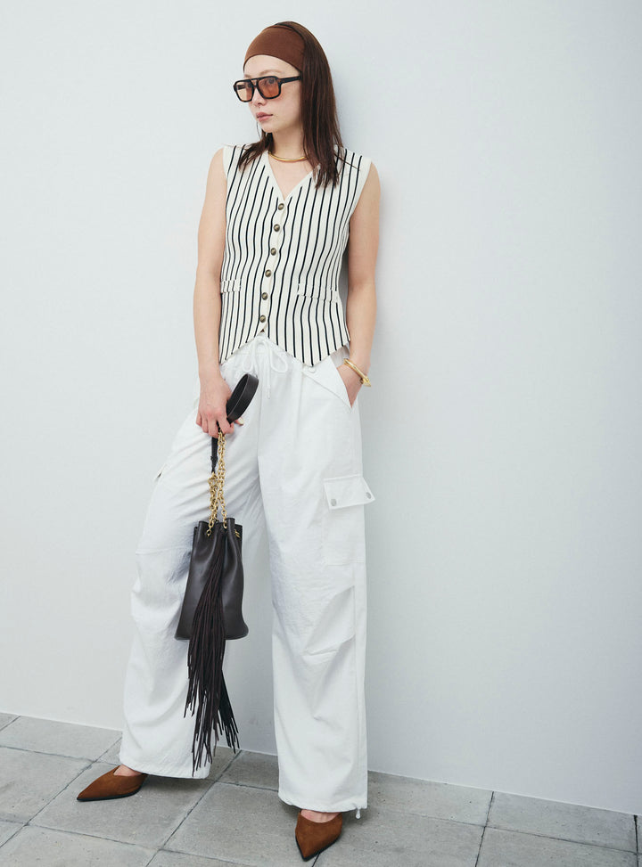 [予約]チョークストライプニットベスト