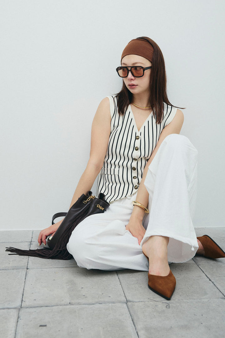 [予約/SET]チョークストライプニットベスト+カーゴパンツ(2set)