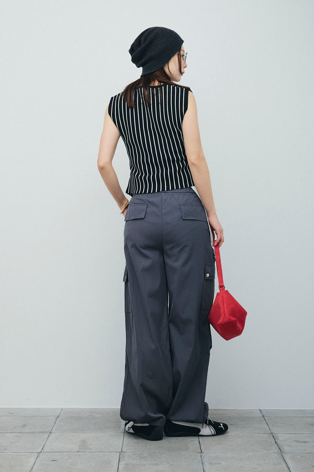 [予約/SET]チョークストライプニットベスト+カーゴパンツ(2set)