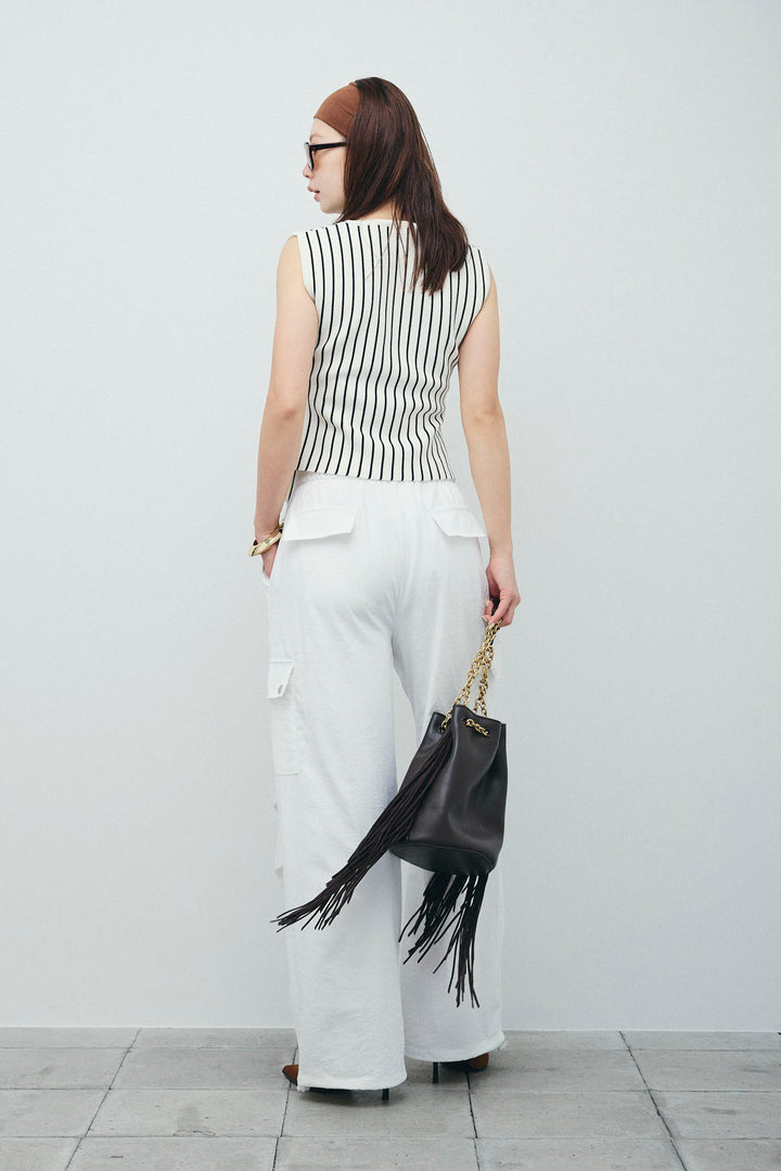 [予約/SET]チョークストライプニットベスト+カーゴパンツ(2set)