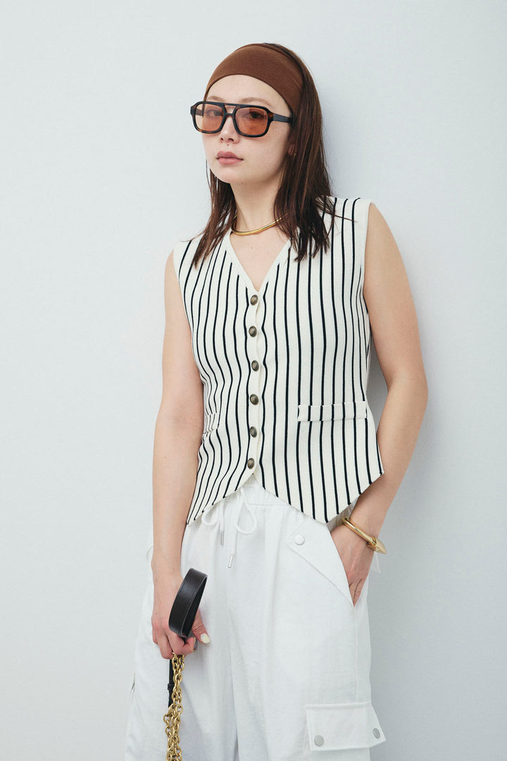 [予約/SET]チョークストライプニットベスト+カーゴパンツ(2set)