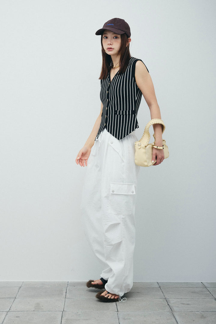 [予約/SET]チョークストライプニットベスト+カーゴパンツ(2set)