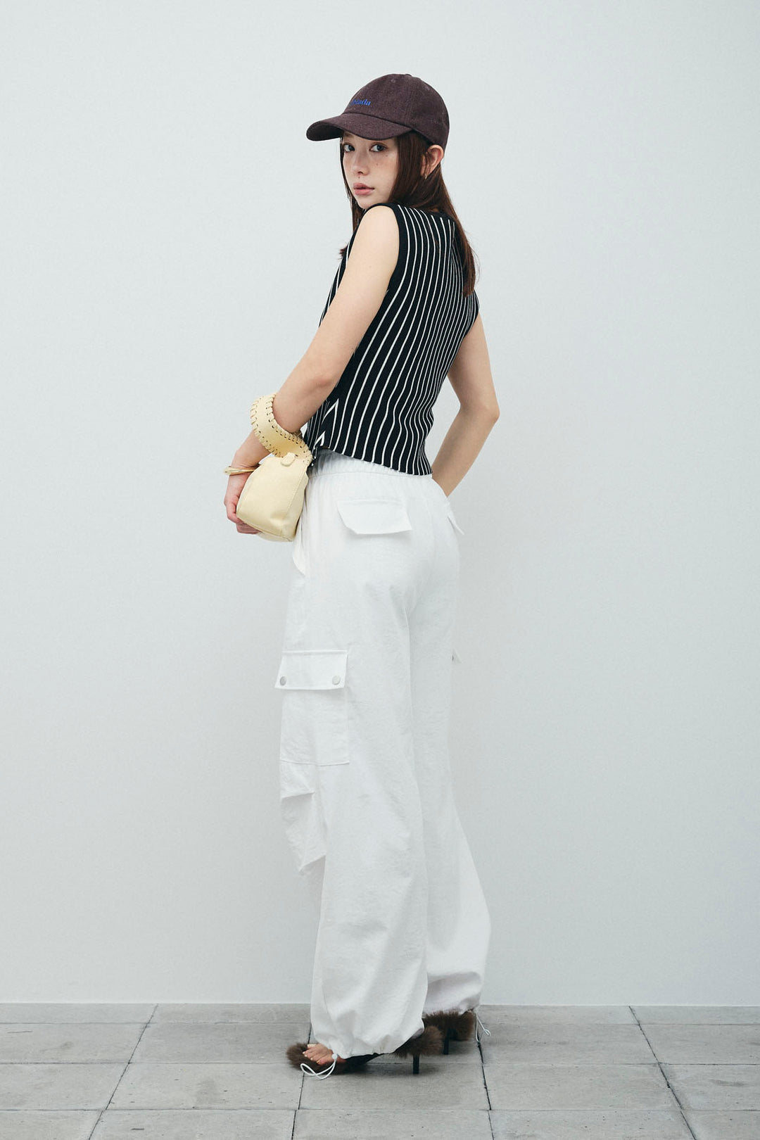 [予約/SET]チョークストライプニットベスト+カーゴパンツ(2set)