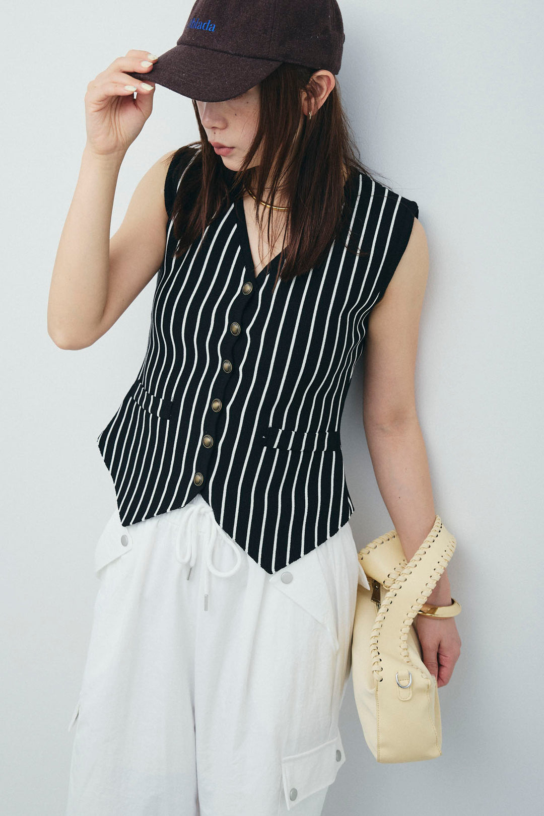 [予約/SET]チョークストライプニットベスト+カーゴパンツ(2set)