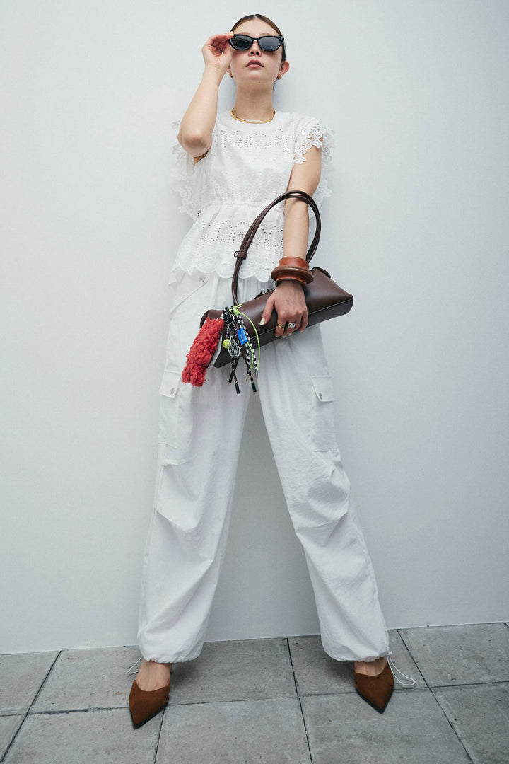 [予約/SET]エンブロイダリーレースブラウス+カーゴパンツ(2set)