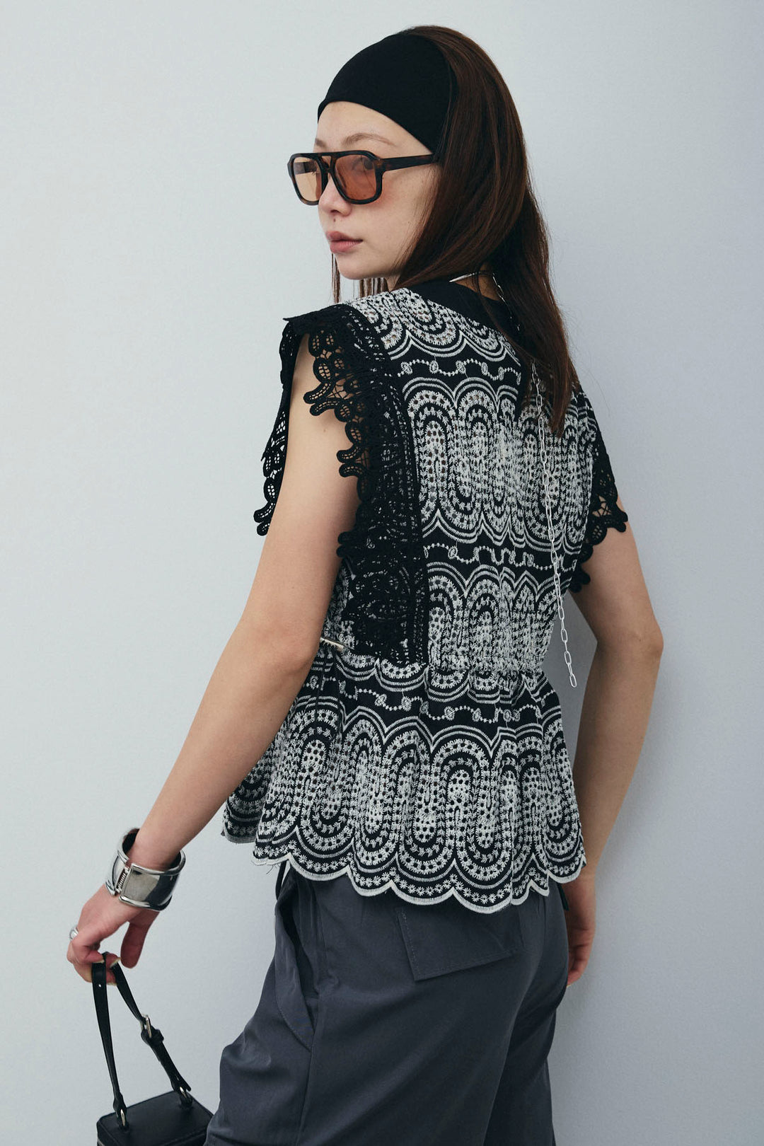 [予約/SET]エンブロイダリーレースブラウス+カーゴパンツ(2set)