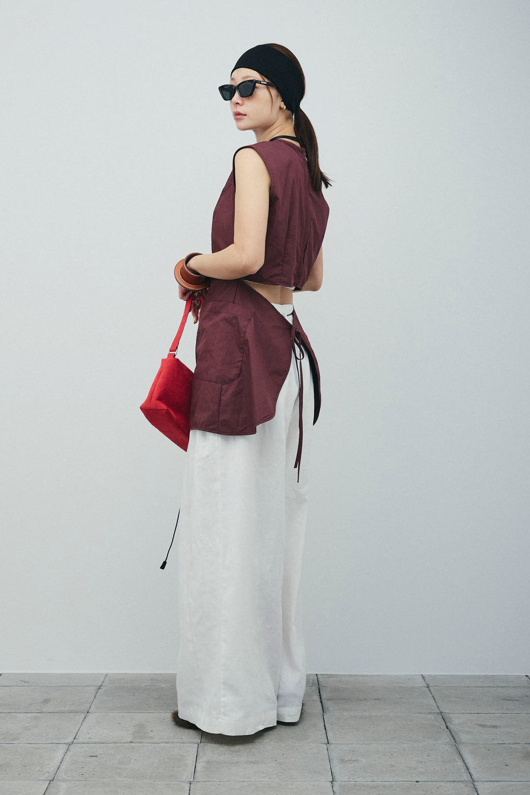 [予約/SET]バックオープンブラウス+リネンライクリラックスパンツ(2set)