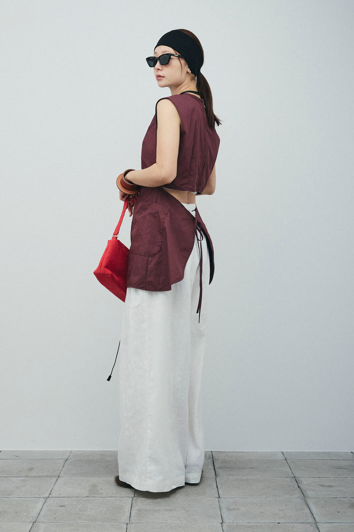 [予約/SET]バックオープンブラウス+リネンライクリラックスパンツ(2set)