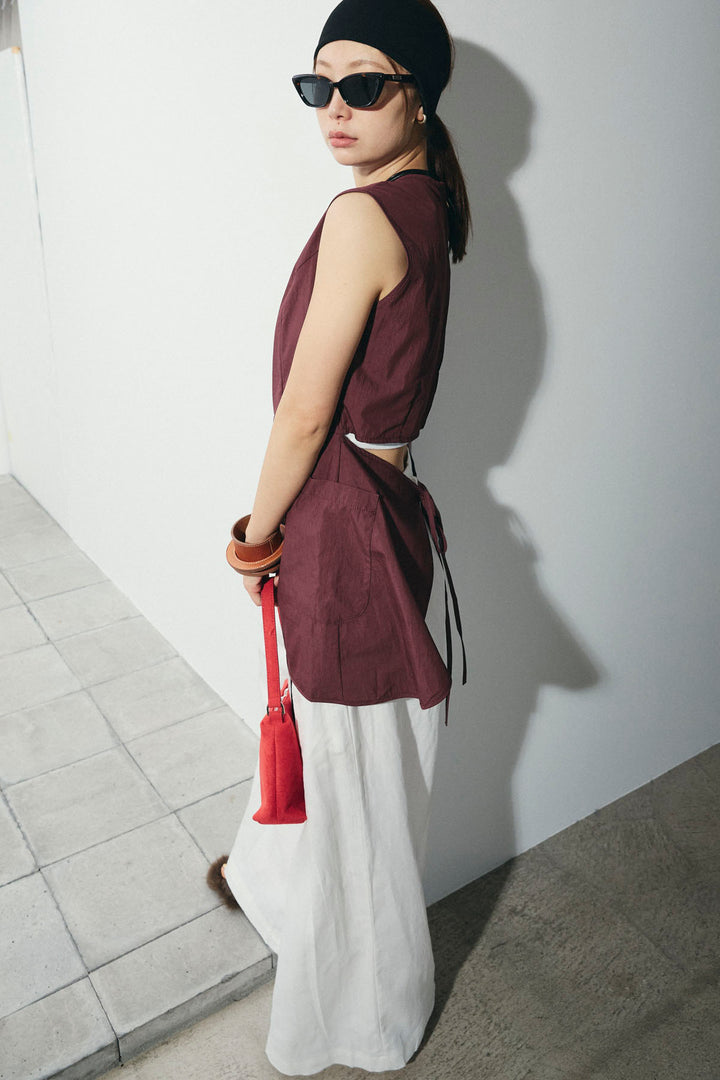 [予約/SET]バックオープンブラウス+リネンライクリラックスパンツ(2set)