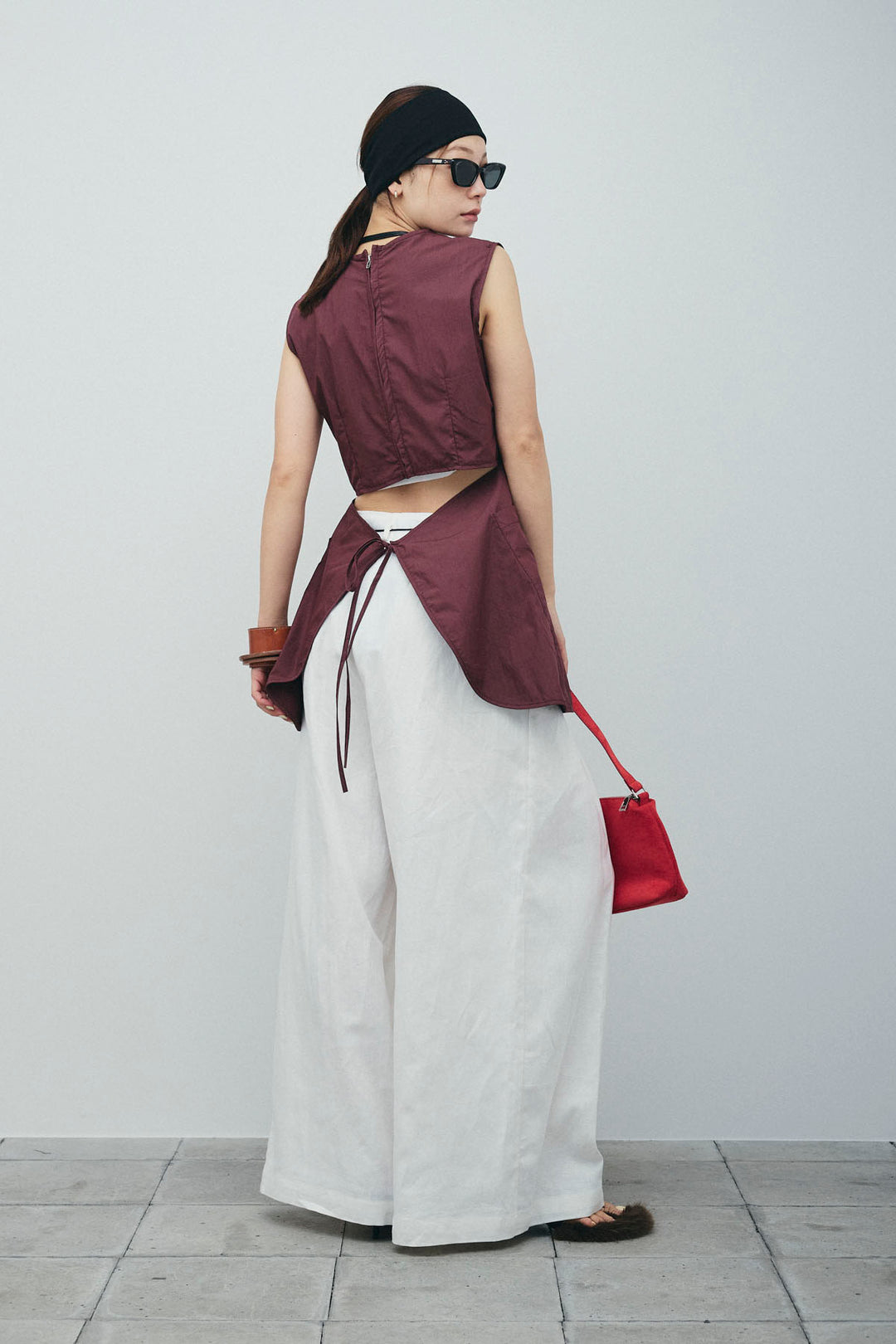 [予約/SET]バックオープンブラウス+リネンライクリラックスパンツ(2set)