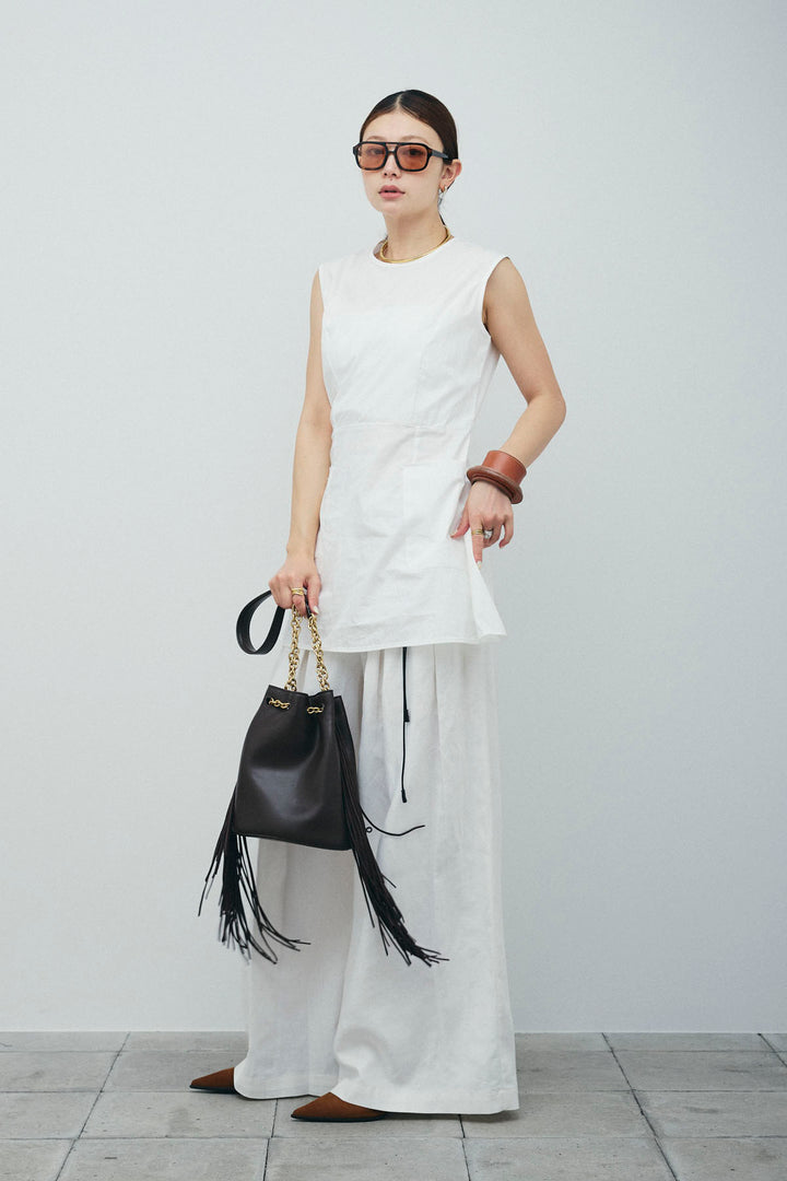 [予約/SET]バックオープンブラウス+リネンライクリラックスパンツ(2set)