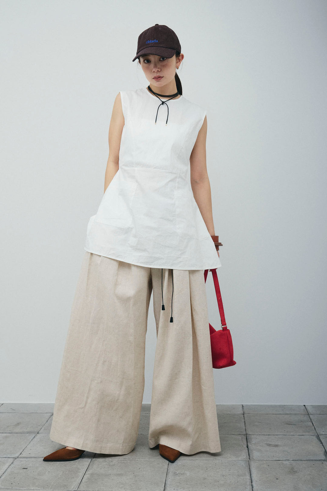 [予約/SET]バックオープンブラウス+リネンライクリラックスパンツ(2set)