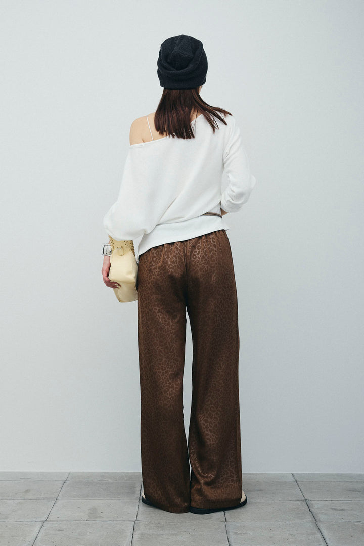 [予約/SET]アシンメトリーミニワッフルPO+フェイクサテンレオパードワイドパンツ(2set)
