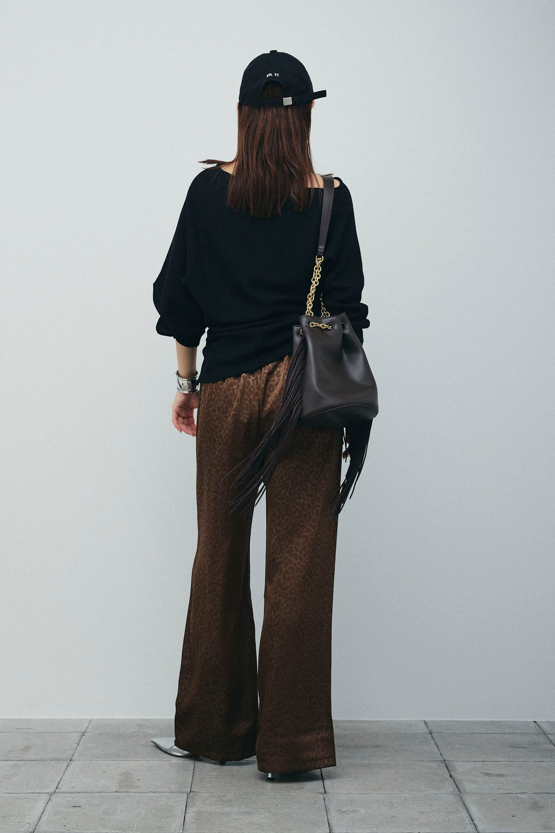 [予約/SET]アシンメトリーミニワッフルPO+フェイクサテンレオパードワイドパンツ(2set)