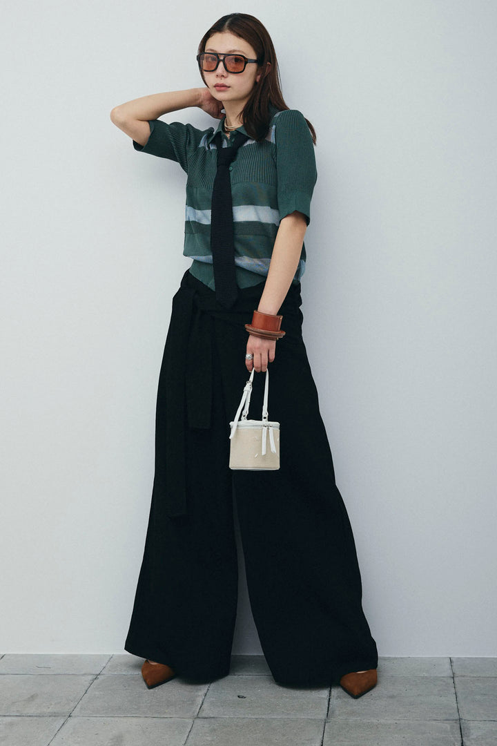 [予約/SET]シアーミックス編みニットポロ+剣先三角シルクニットタイ(2set)