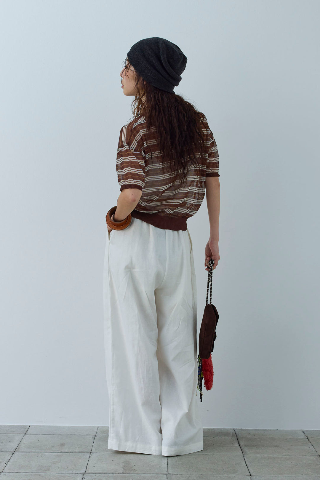 [予約/SET]シアーボーダーポロ+リネンライクリラックスパンツ(2set)