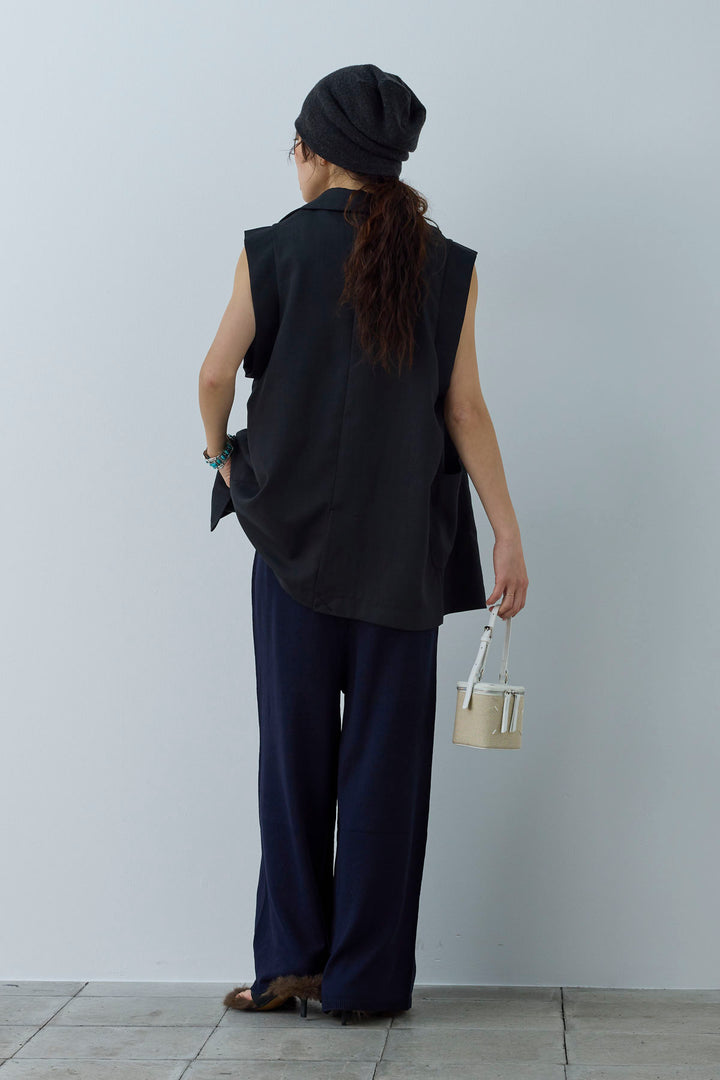 [予約/SET]リネンタッチテーラードジレ+マットサテンサイドタックキャミ+ネーム入りアメスリタンク+ニットベア2wayパンツ(4set)