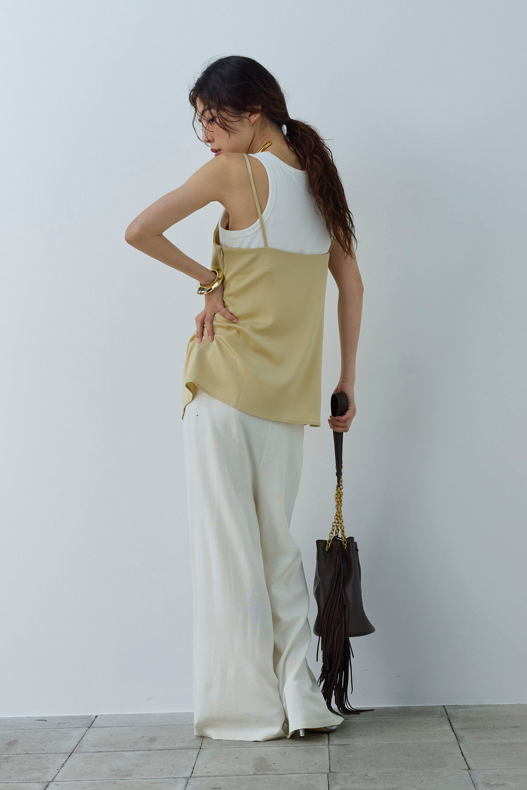 [予約/SET]マットサテンサイドタックキャミ+ネーム入りアメスリタンク+ニットベア2wayパンツ(3set)