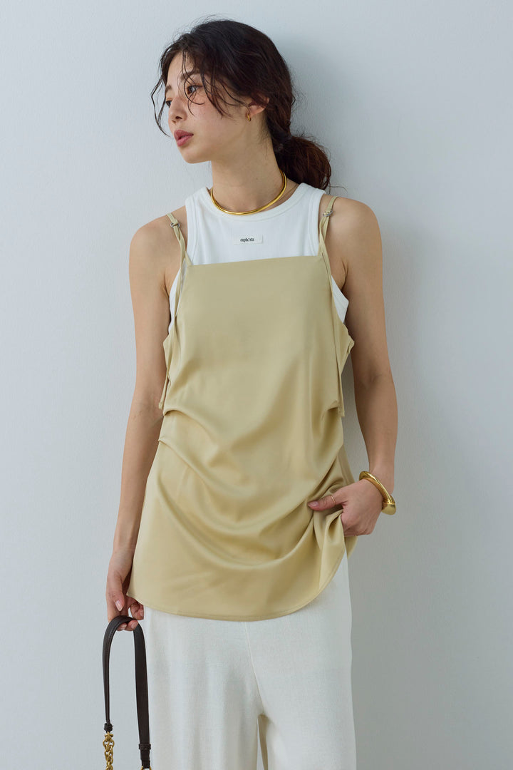 [予約/SET]マットサテンサイドタックキャミ+ネーム入りアメスリタンク+ニットベア2wayパンツ(3set)