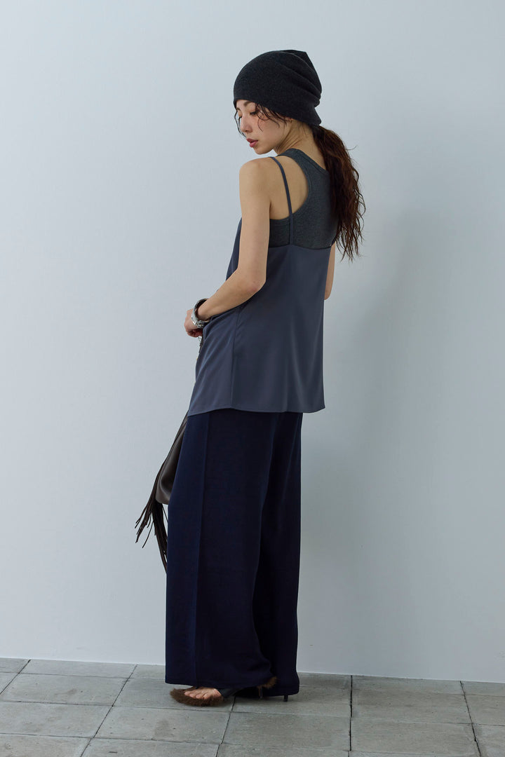 [予約/SET]マットサテンサイドタックキャミ+ネーム入りアメスリタンク+ニットベア2wayパンツ(3set)