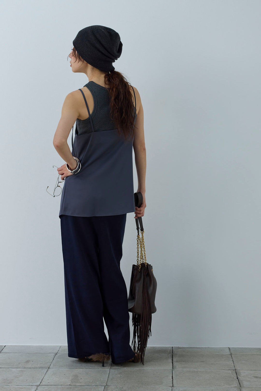 [予約/SET]マットサテンサイドタックキャミ+ネーム入りアメスリタンク+ニットベア2wayパンツ(3set)