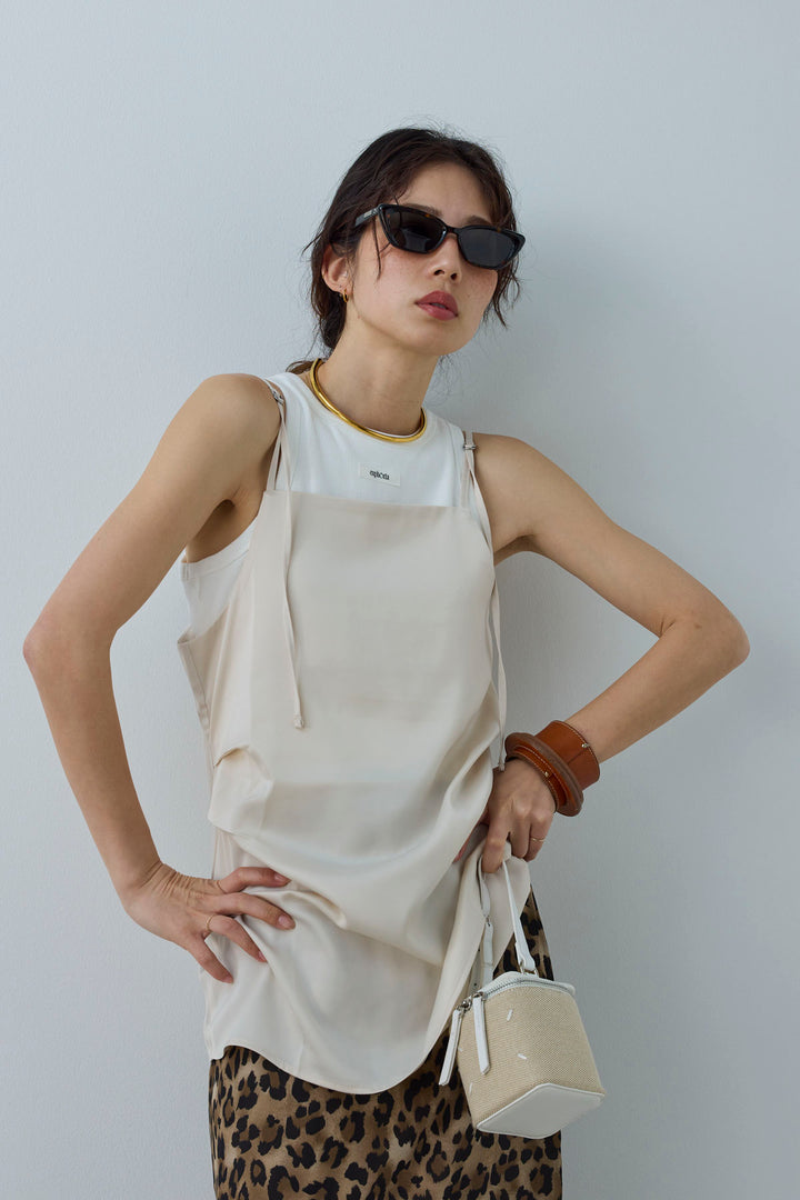 [予約]マットサテンサイドタックキャミ