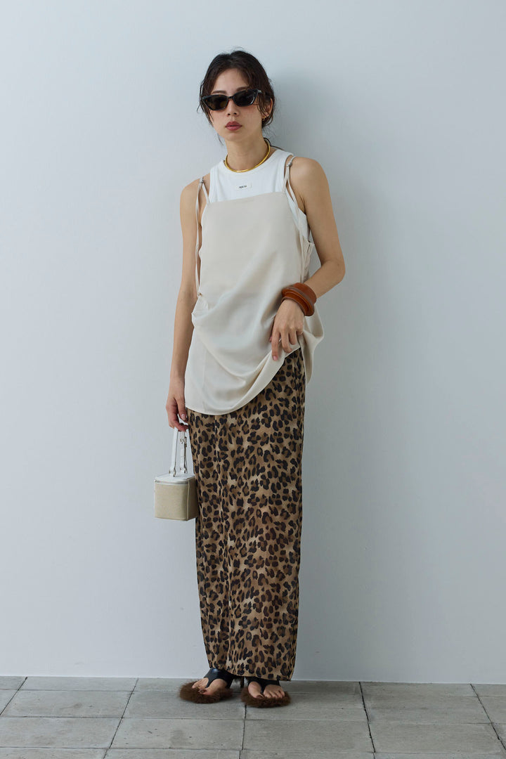 [予約/SET]マットサテンサイドタックキャミ+レオパードシアースカート(2set)