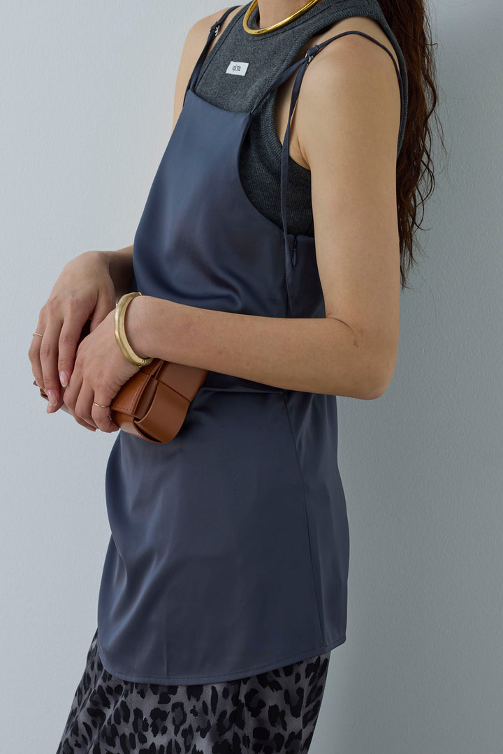 [予約/SET]マットサテンサイドタックキャミ+レオパードシアースカート(2set)