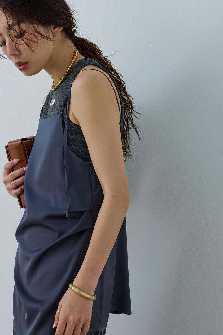 [予約/SET]マットサテンサイドタックキャミ+レオパードシアースカート(2set)