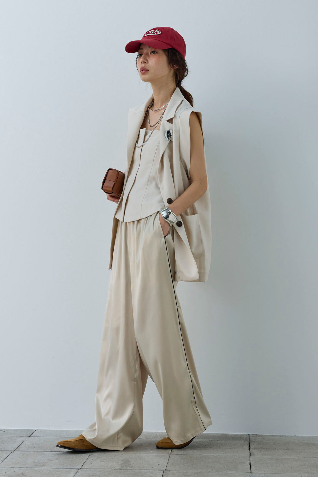 [予約]リネンタッチテーラードジレ