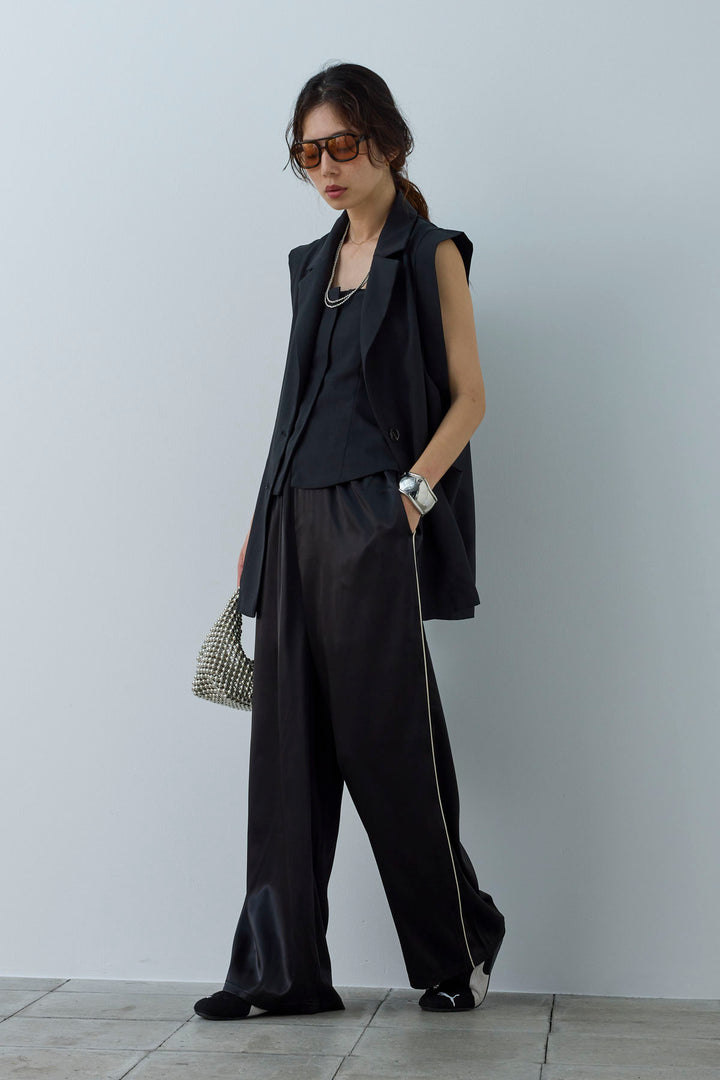[予約/SET]リネンタッチテーラードジレ+サイドラインサテンパンツ(2set)