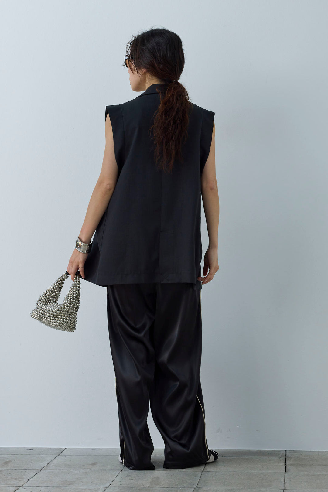 [予約/SET]リネンタッチテーラードジレ+リネンタッチビスチェ+サイドラインサテンパンツ(3set)